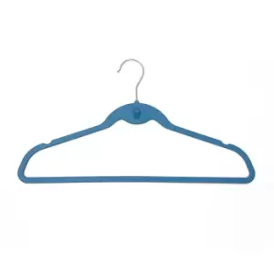 image of JVL Teal Plastic Space Saving Coat Hangers - Pack of 100