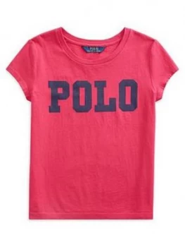 Image of Ralph Lauren Girls Short Sleeve Polo Graphic T-Shirt - Bright Pink, Bright Pink, Size Age: 16 Years, XL, Women