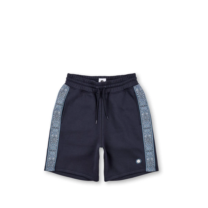 Image of Pretty Green Mens Eclipse Paisley Fleece Jogger Shorts Navy male Small