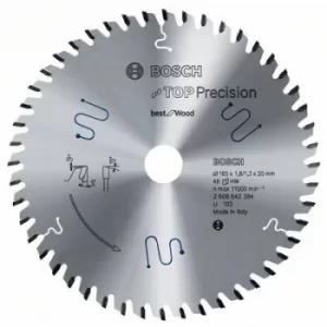 Image of Bosch Accessories Top Precision 2608642384 Circular saw blade 165 x 20 x 1.8mm Number of cogs: 48
