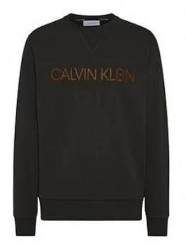 Image of Calvin Klein Multi Embroidery Sweatshirt, Khaki, Size XS, Men