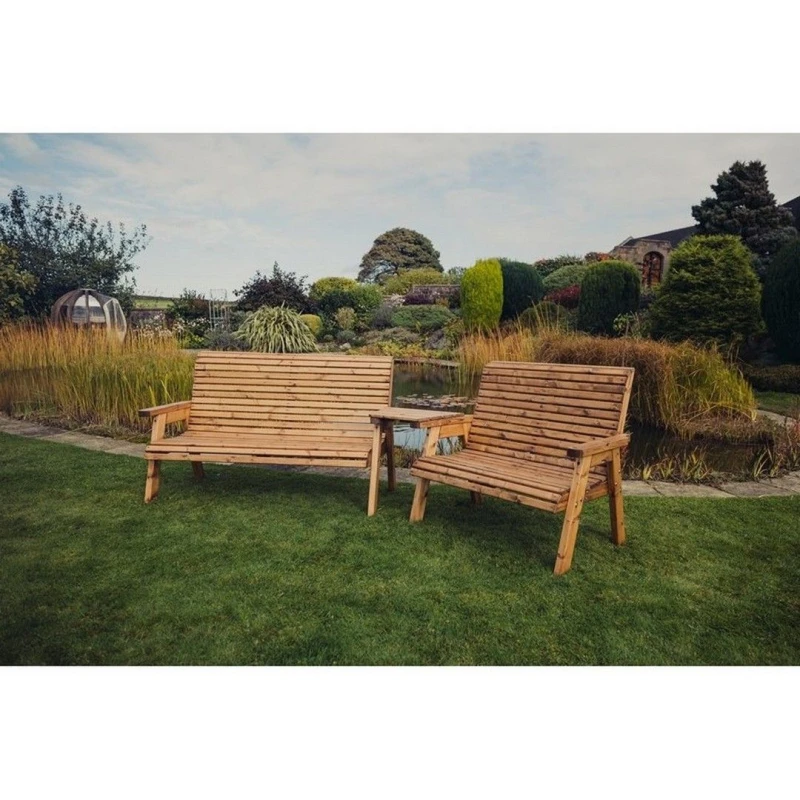 Image of Churnet Valley Garden Furniture Ltd Valley 1X3B 1X2B Set with Tray - Fully Assembled - Set of Cushions Inc in Brown Brown Unisex