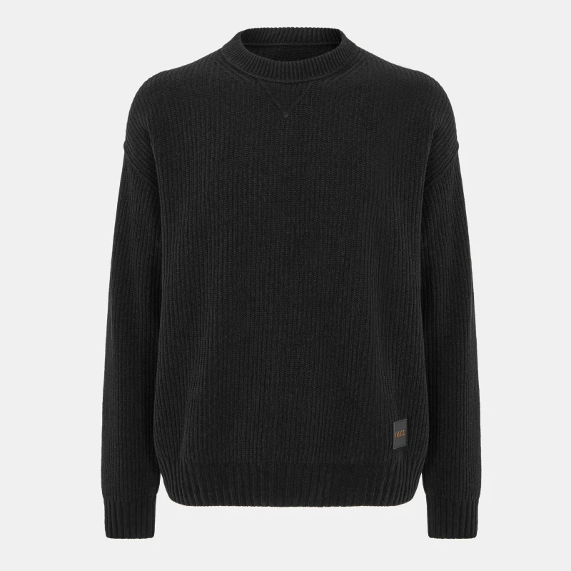 Image of Boss Mens Kinillo Knit Crew Neck Jumper Black male S