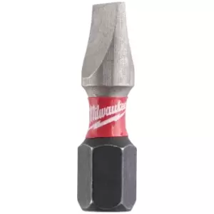 Image of Milwaukee Shockwave Impact Duty Slotted Screwdriver Bits 6.5mm 25mm Pack of 2