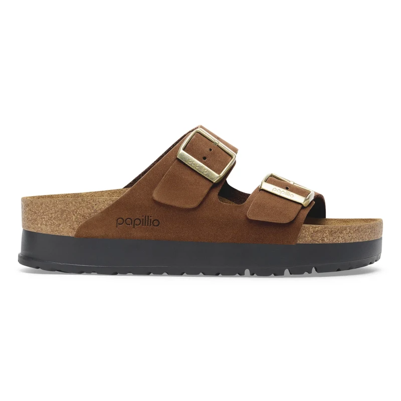 Image of Birkenstock Papillio Womens Arizona Nubuck Slim-Fit Sandals - UK 7 Brown Sandals female 1028366 7