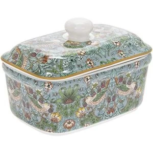 image of Strawberry Thief Teal Butter Dish By Lesser & Pavey