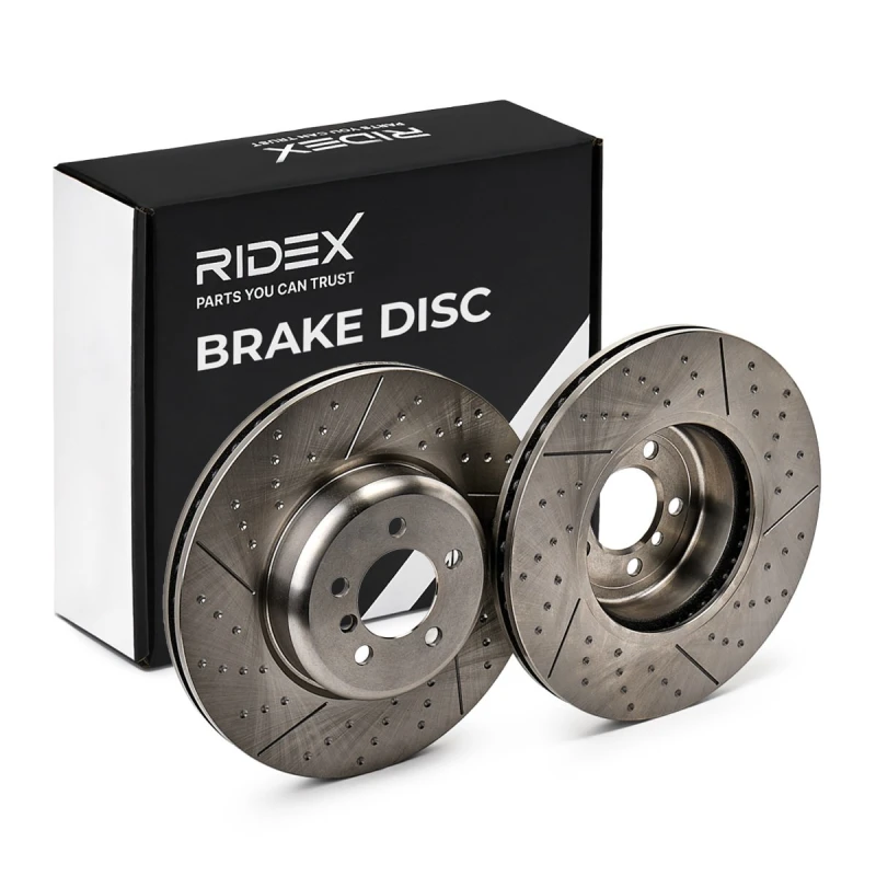 Image of RIDEX 82B1170 Brake disc Front Axle, slotted/perforated, Cast Iron, Uncoated, Untreated, without bolts/screws Cast Iron Brake Disc (82)