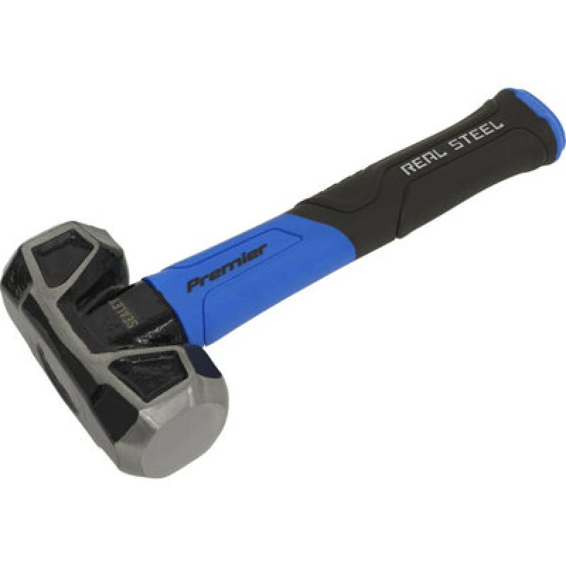Image of Loops 3lb Club Hammer with Fibreglass Shaft - Drop Forged Carbon Steel - Rubber Grip Metallics