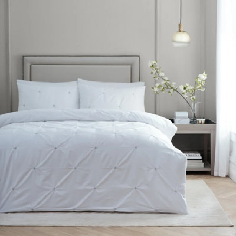 Image of Paoletti Paoletti Elysia Pinch Pleat 100% Cotton Embroidered Duvet Cover Set in Black Size: Super King Black Super King Unisex 5025532359025