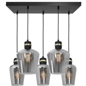 image of Milagro Pendant Lamp Richmond Black / Gold 5 x E27 Rectangle