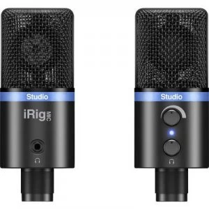 image of IK Multimedia IRIG MIC STUDIO BLACK USB studio microphone Corded incl. clip, Stand, Steel enclosure