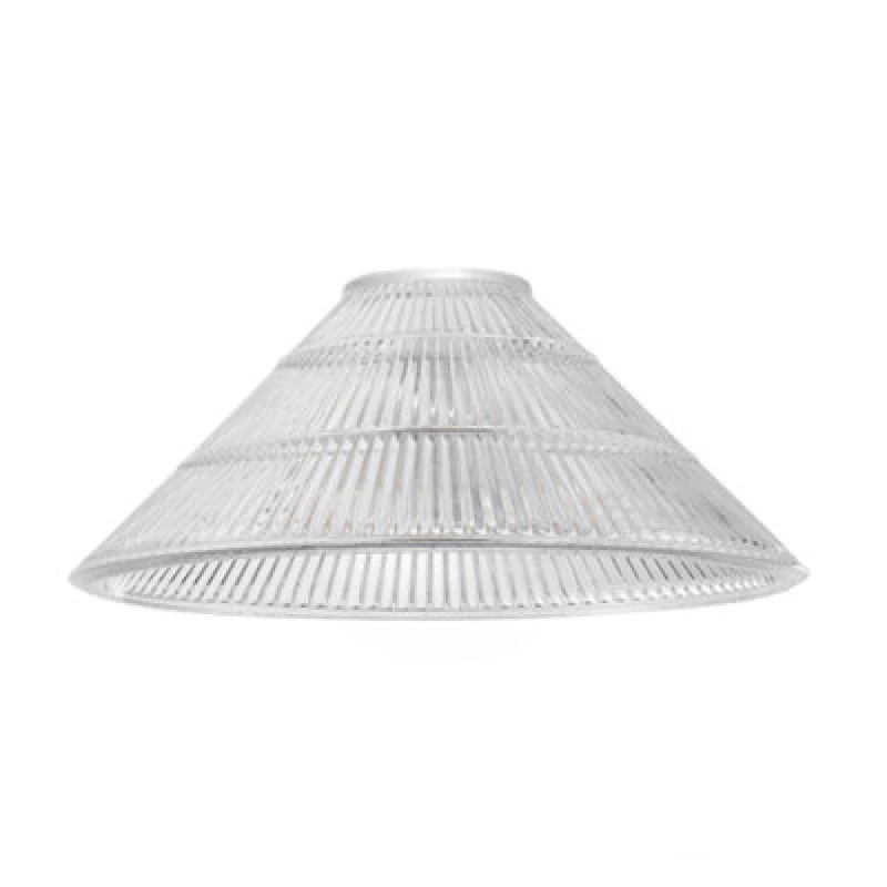 Image of Happy Homewares Modern Designer Transparent Ridged Glass Easy Fit Pendant Shade In Cone Shape