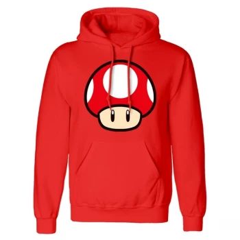 Image of Super Mario - Power Up Mushroom Unisex XX-Large Hooded Sweatshirt Pullover - Red