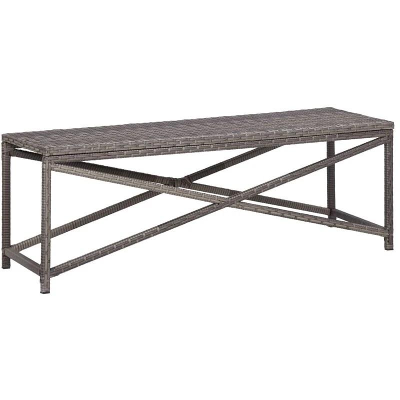 Image of vidaXL Garden Bench Poly Rattan Grey 120cm Outdoor Garden Patio Rattan Bench