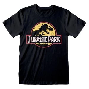 image of Universal - Jurassic Park Original Logo Distressed Unisex Large T-Shirt - Black