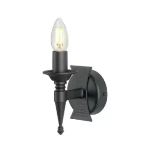 image of Wall Light Sconce Metal Panels Period & Modern Style Black LED E14 60W Bulb