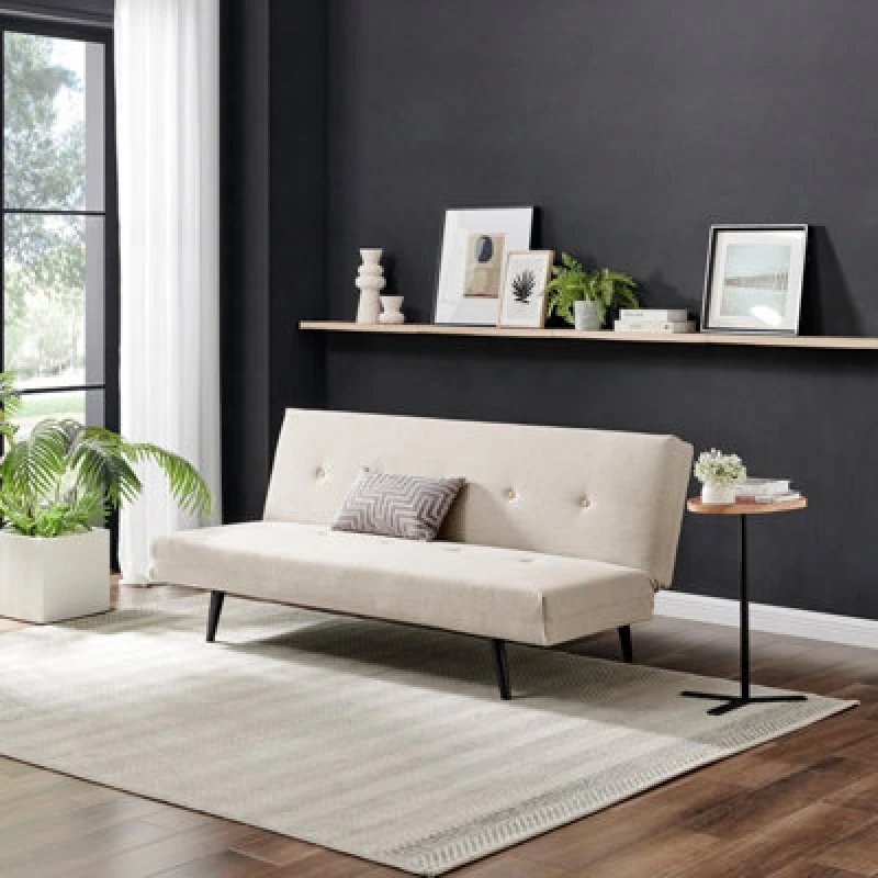 Image of FurnitureboxUK FurnitureboxUK Tomson 2 Seater Double Sofa Bed Upholstered In Fabric in Beige Size: Medium Beige Medium Unisex 5056542697524