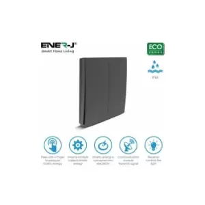 image of Enerj - Wireless Kinetic 2 Gang Switch Eco Series (Black body)