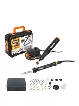 image of Worx Wx988 20V Maker X Combo Kit : Rotary Tool + Wood/Metal Crafting Tool