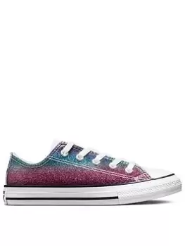 image of Converse Chuck Taylor All Star Childrens Glitter Drip Trainers - Pink/White