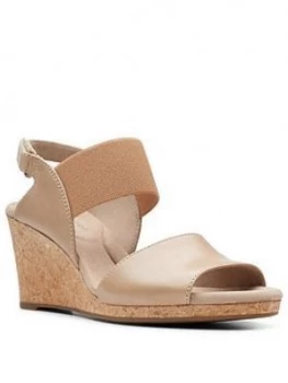 image of Clarks Lafley Lily Leather Wedge Sandal - Sand, Size 5, Women