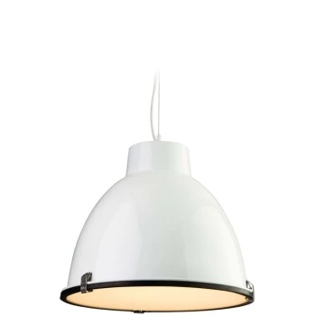 Image of Firstlight - Manhattan - 1 Light Dome Ceiling Pendant White, Frosted Glass, E27