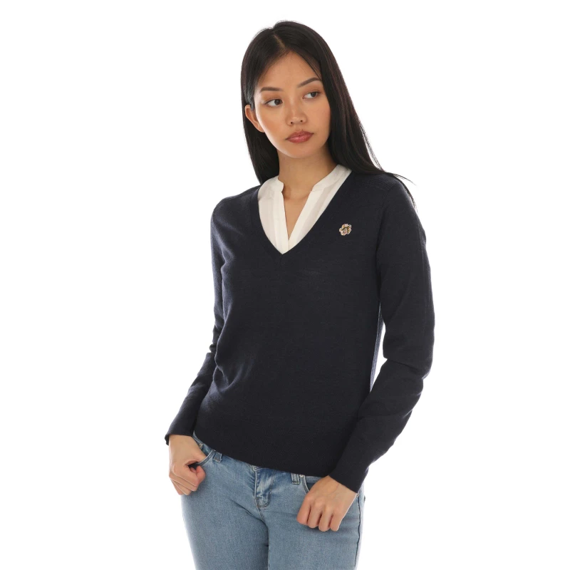 Image of Ted Baker Abiygal Merino Wool V Neck Sweater - Blue Blue 6