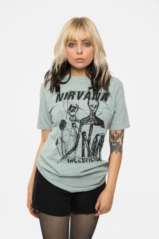 Image of Nirvana Incesticide Stacked T Shirt Green unisex
