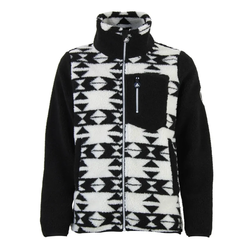 Image of Womens zip-up fleece with chest pocket Peak Mountain Sherpa 350G Noir Female M