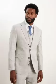Image of Mens Tailored Fit Grey Textured Check Suit Jacket