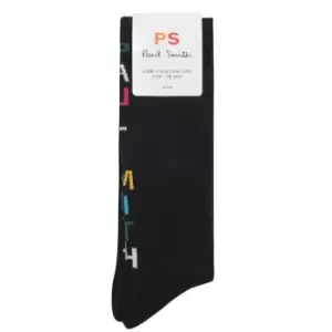 Image of Ps Paul Smith Word 1 Pack Socks - Black
