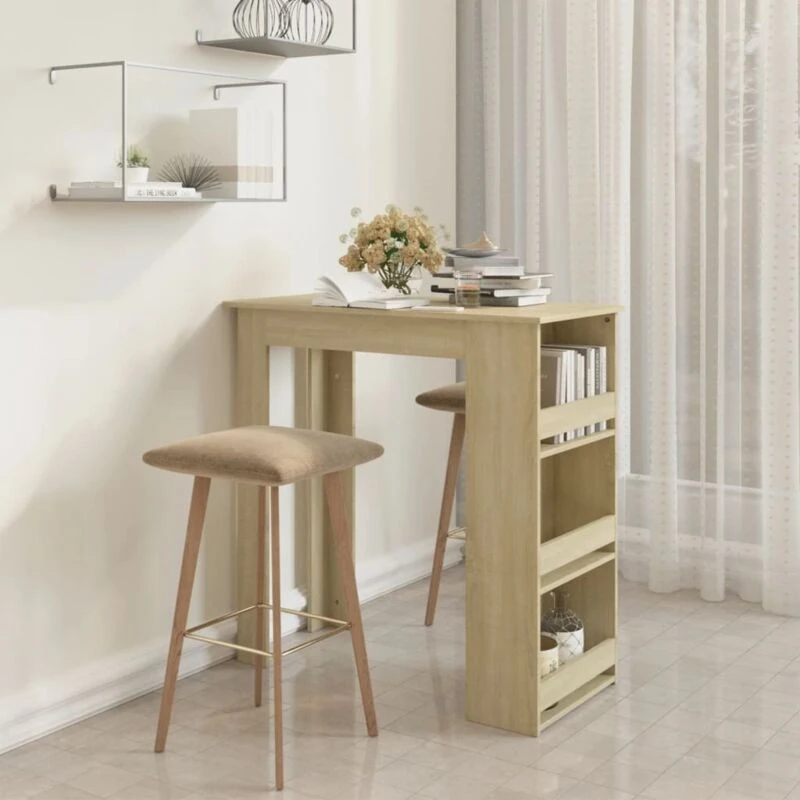 Image of VIDAXL Bar Table with Storage Rack Sonoma Oak 102x50x103.5cm Engineered Wood vidaXL 8720286834268