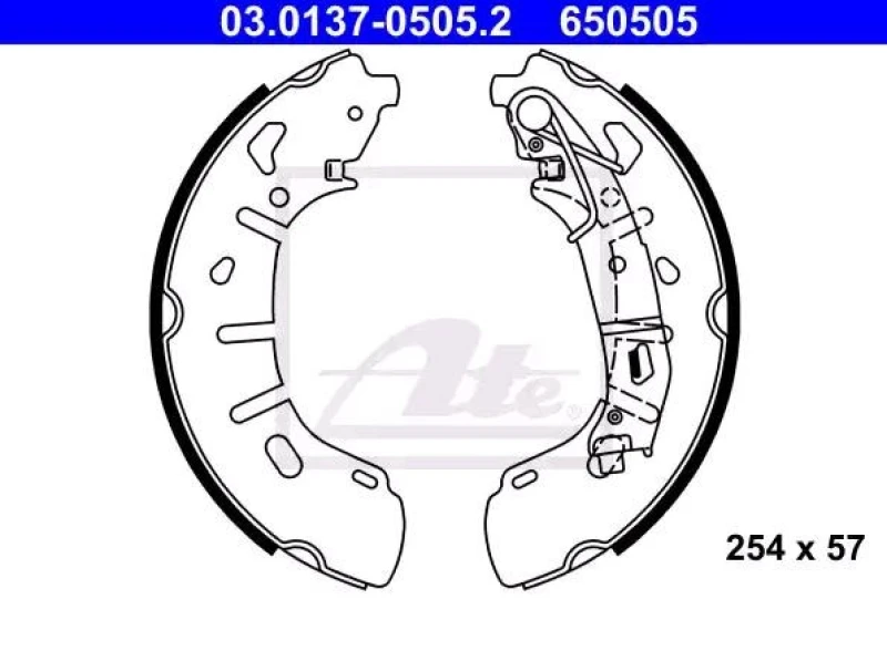 Image of ATE 03.0137-0505.2 Brake Shoes with lever Brake Shoe Set (70)