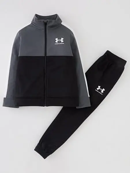 image of Under Armour Colour Block Knit Tracksuit Older Boys - Black/Light Grey, Black/White, Size L=11-12 Years