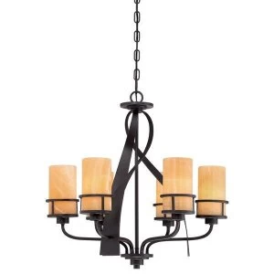 Image of 6 Light Multi Arm Chandelier Imperial Bronze Finish, E27