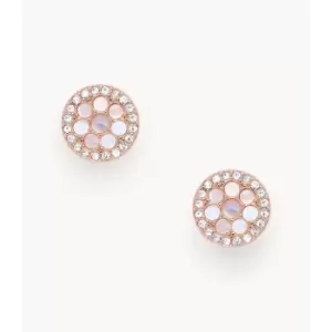 Image of Fossil Womens Val Mosaic Mother-Of-Pearl Stud Earring - Rose Gold