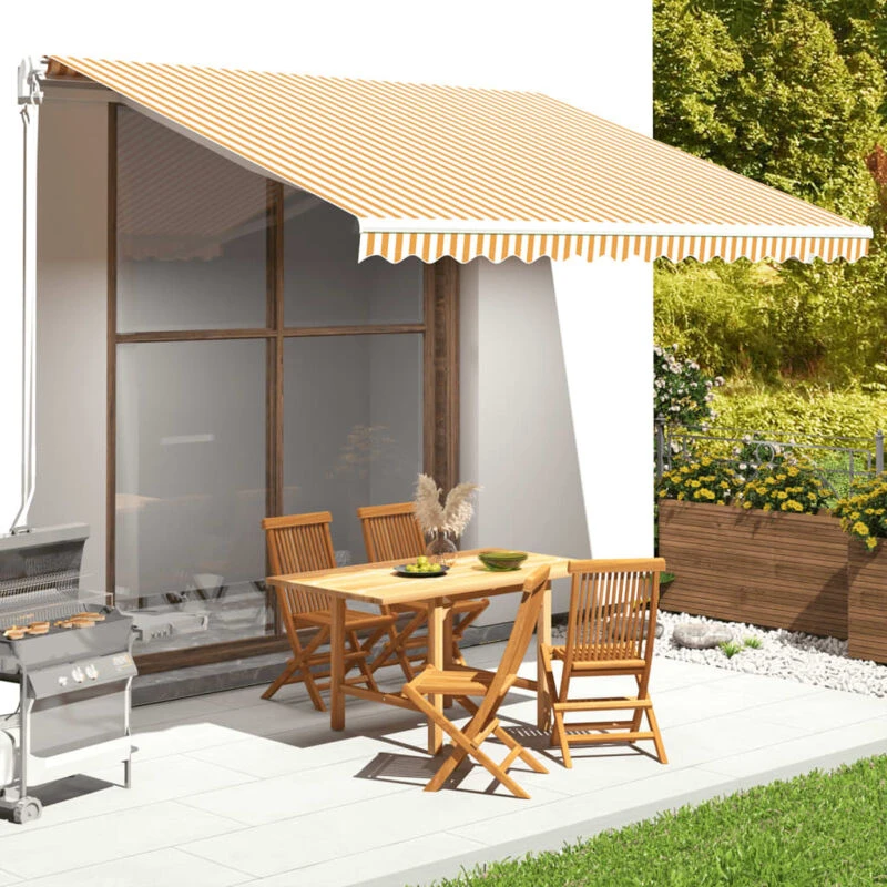 Image of VIDAXL Replacement Fabric for Awning Yellow and White 4.5x3.5 m Vidaxl 8720286150313