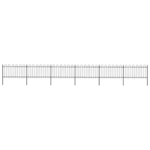 Image of Vidaxl Garden Fence With Hoop Top Steel 10.2X1 M Black
