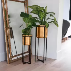 Image of Ivyline Calla Planter Stand in Black & Antique Gold Tall