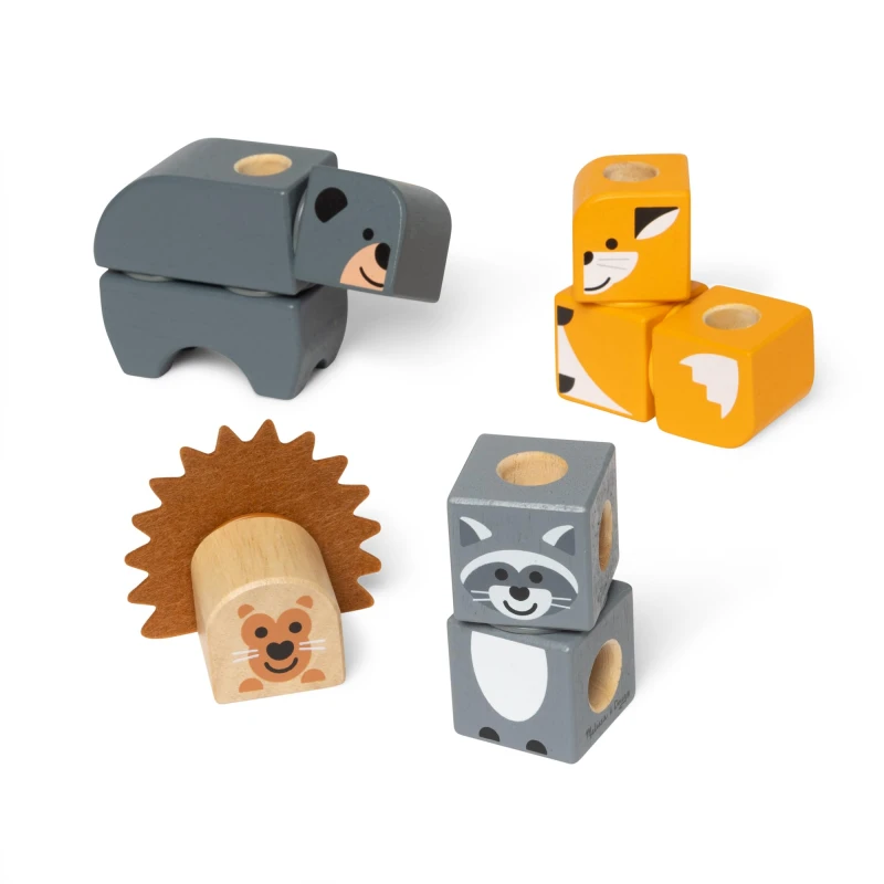 Image of Melissa & Doug Blockables Woodland Friends Snap And Play Mix And Match Connectable Wooden Building Blocks Play Set Toy for Preschool Boys And Girls (