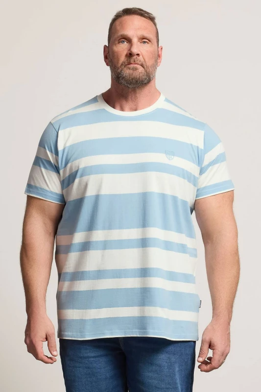 Image of BadRhino BadRhino Men Extra Long Stripe T-Shirt in Baby Blue Size: X-Large Baby Blue X-Large Male 5063853039356