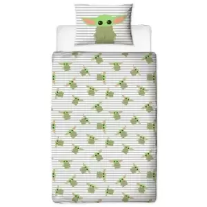 image of Star Wars:the Mandalorian - The Child Duvet Cover Set (Single) (Grey/Green) - Grey/Green