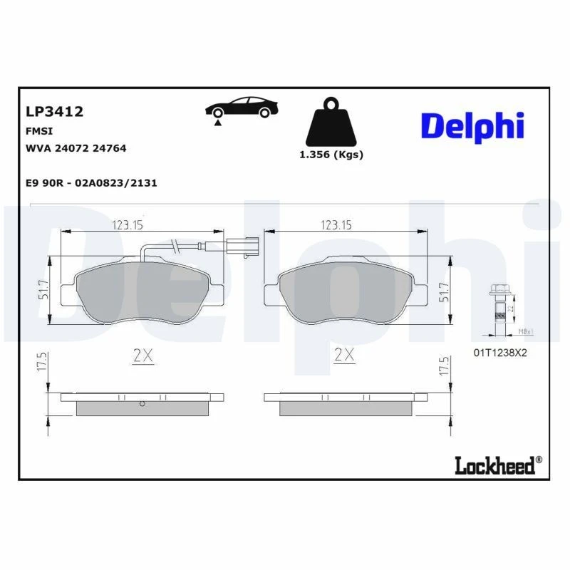 Image of DELPHI Brake pad set DELPHI LP3412