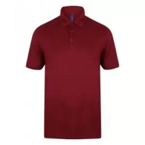 Henbury Mens Stretch Microfine Pique Polo Shirt (M) (Burgundy)