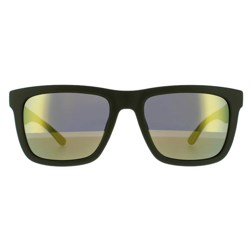 Image of Lacoste Lacoste Men Rectangle Matte Green Green Mirror Sunglasses Green One Size Male 886895341875