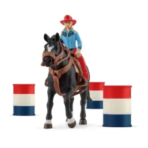Image of Schleich Farm World Cowgirl Barrel Racing Fun Toy Playset, 3 To 8 Years, Multi-Colour (42576)