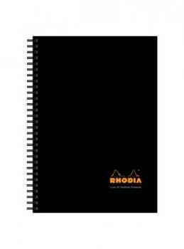 image of Rhodia Business Book A5 Wirebound Hard Back Notebook Black - 3 Pack