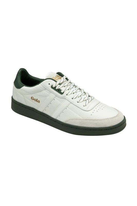 Image of Gola Classics Mens 'Contact Leather' Lace-Up Trainers in White Size: 6 White Male 6