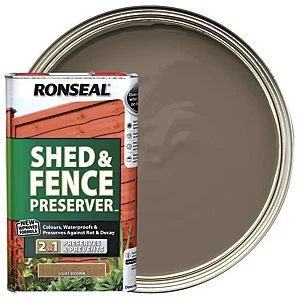 image of Ronseal Shed & Fence Preserver - Light Brown 5L