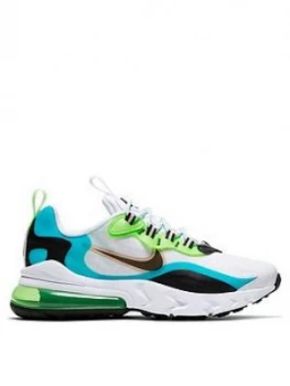 Image of Nike Air Max Older Kids 270 React Series Trainers - White/Aqua